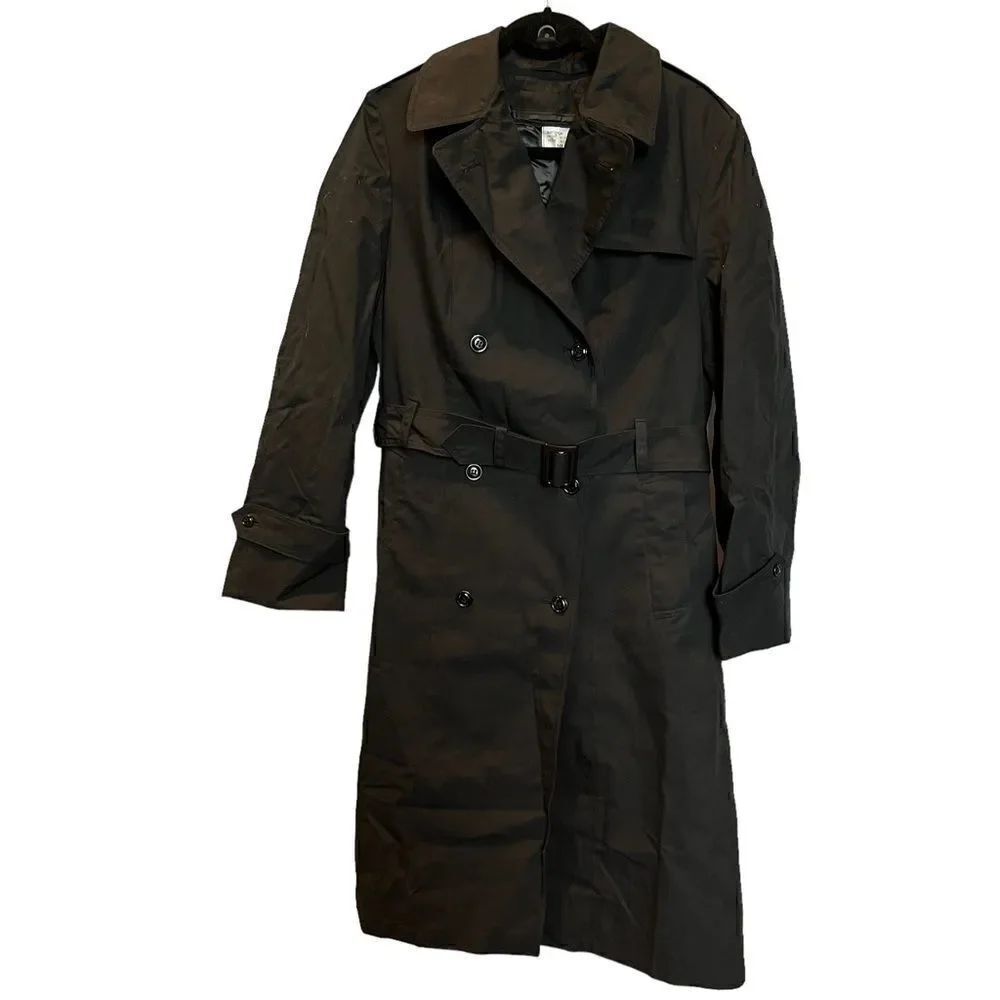 Women's All Weather Trench Coat Black Size 14R Double Breasted, Front pockets